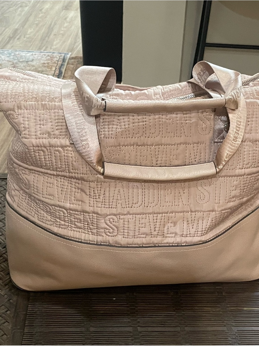 Steve Madden Light Pink Quilted Travel Tote